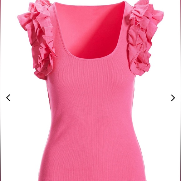 Boston Proper Linen Ruffle Ribbed Top - Picture 3 of 11